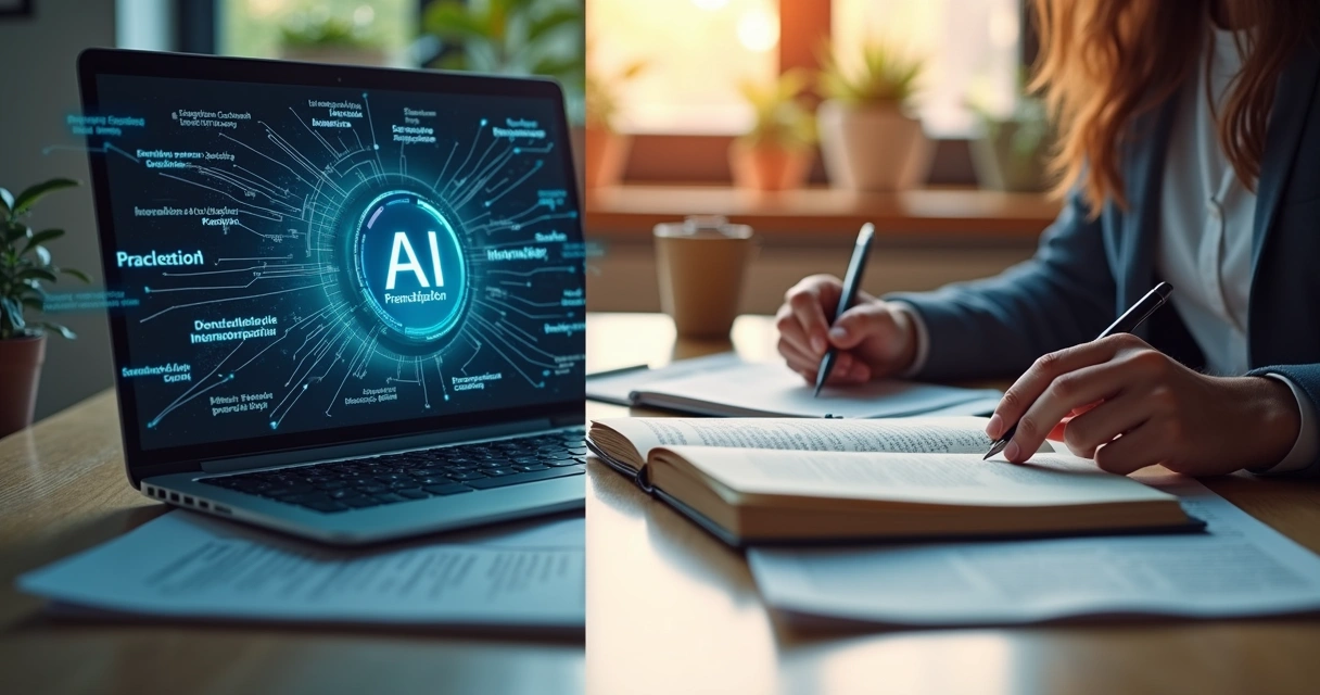 Computador e tradutor profissional comparados com textos em diferentes idiomas na tela